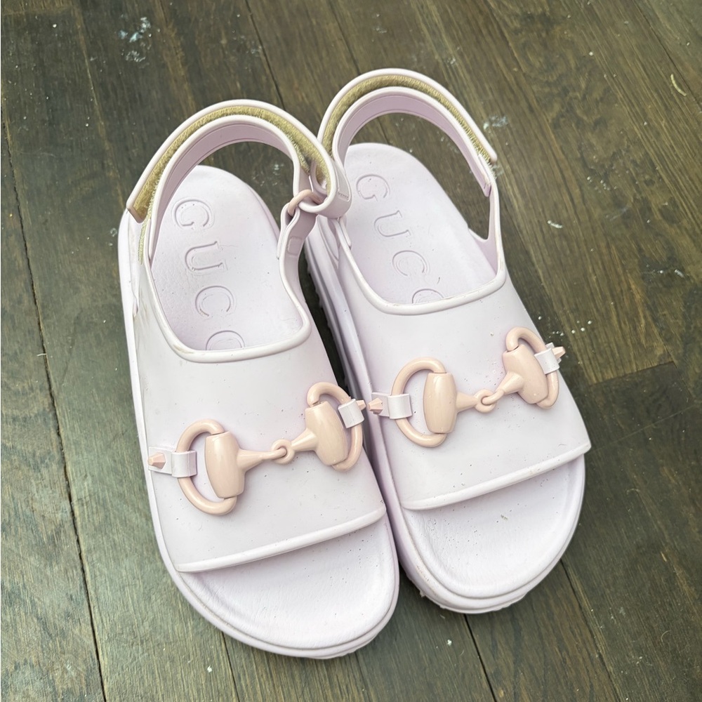 Gucci Women's Pastel Pink Horsebit Platform Sandals - Picture 4 of 4